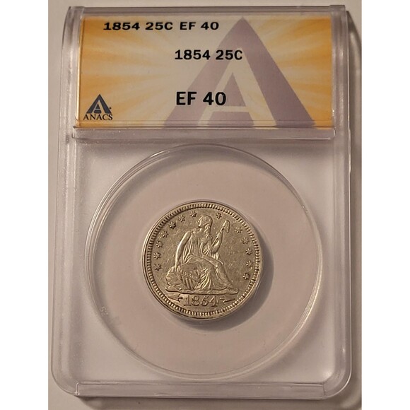 1854 Seated Liberty Quarter XF40 ANACS - Picture 1 of 4
